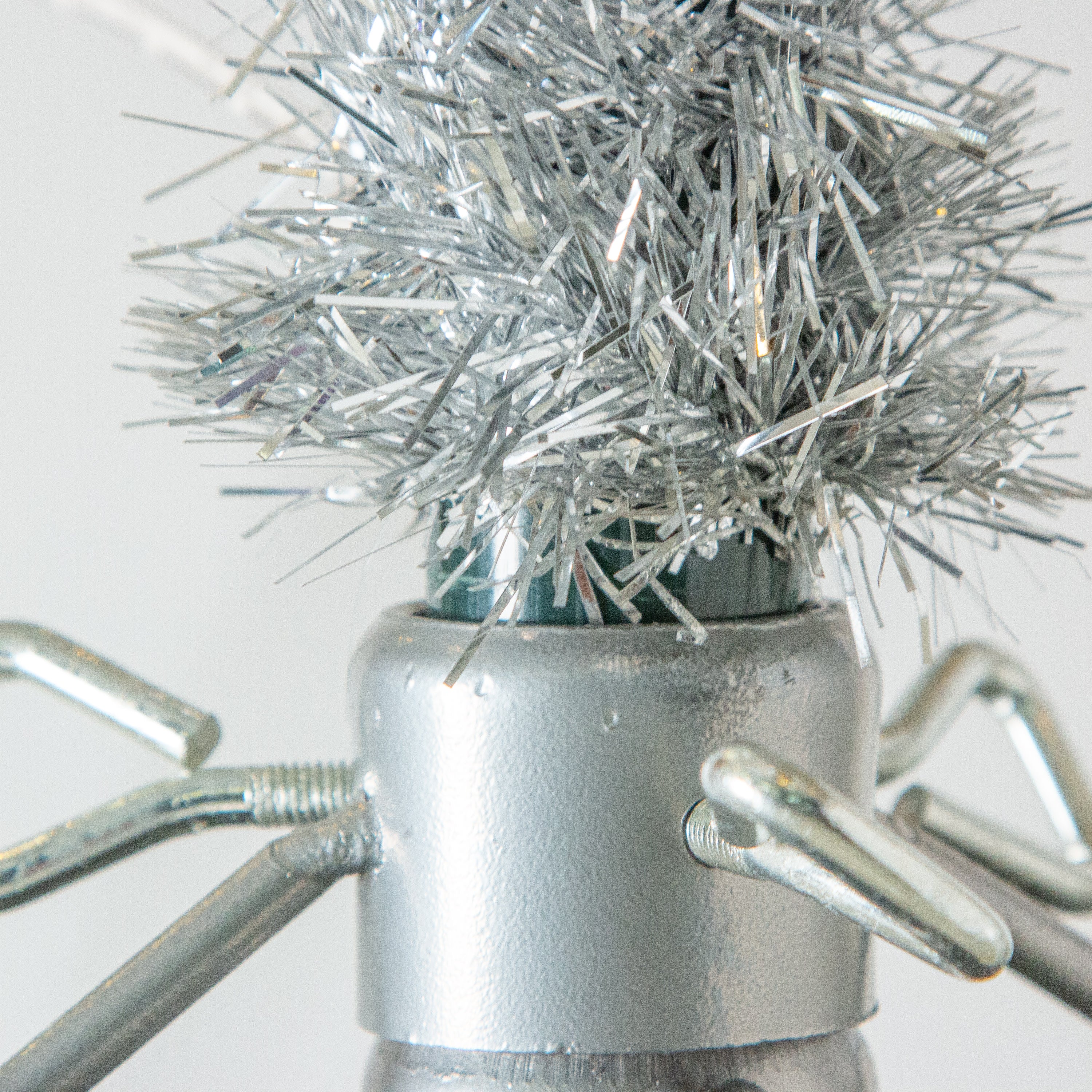 Sterling Elegant 5 Foot Slim Silver Tinsel Tree with Warm White LED Lights